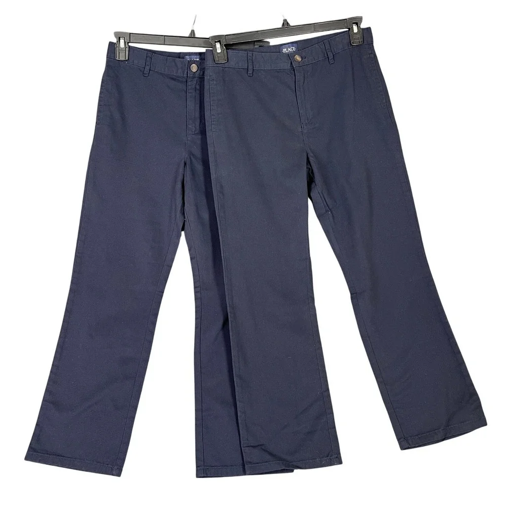 Childrens Place Pants Boys 12‎ Husky Navy Dress Flat Front Modern Essentials NWT
